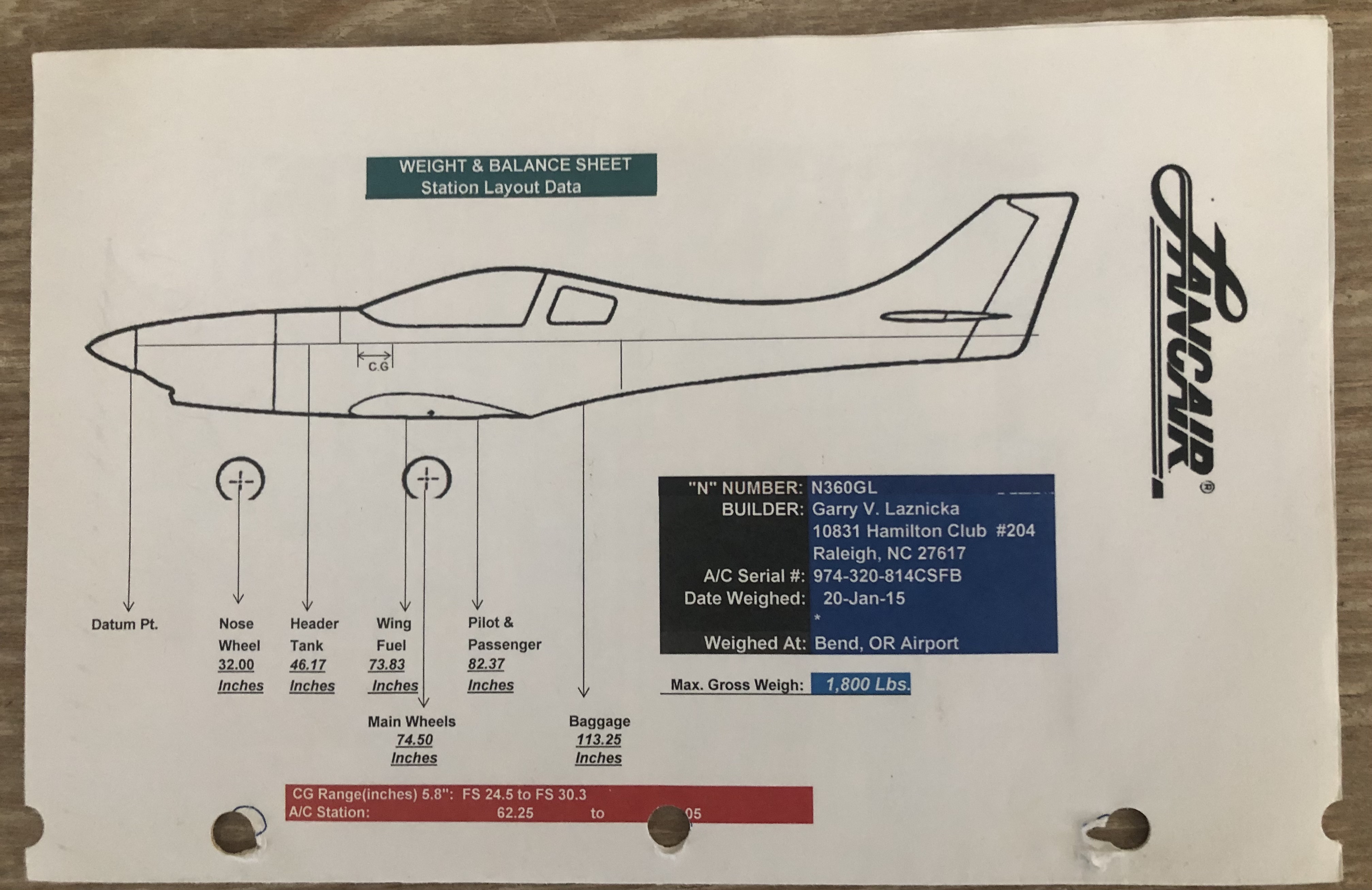 Lancair 360 MKIIc N360GL document