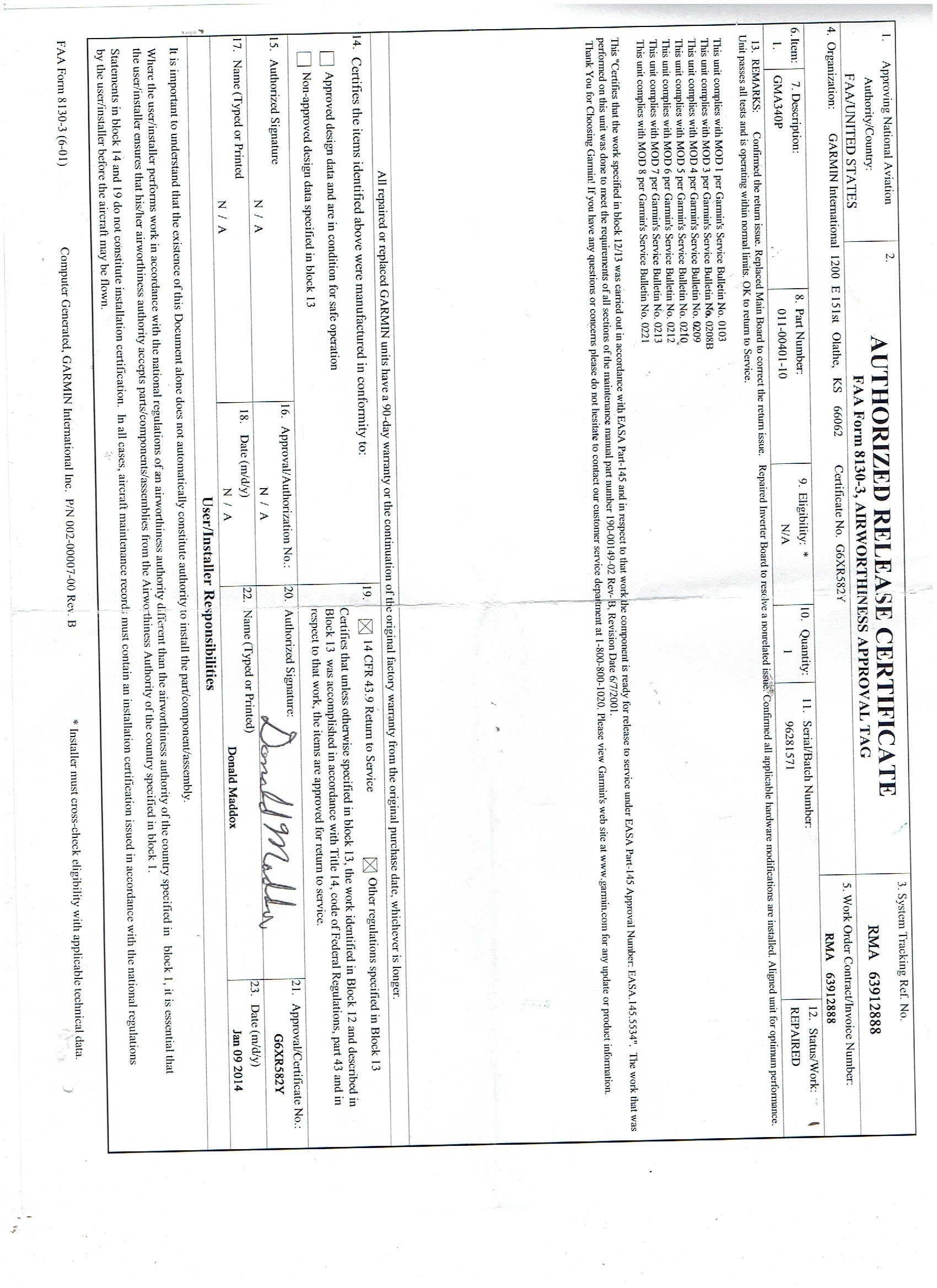 Lancair 320/360 N52LC document