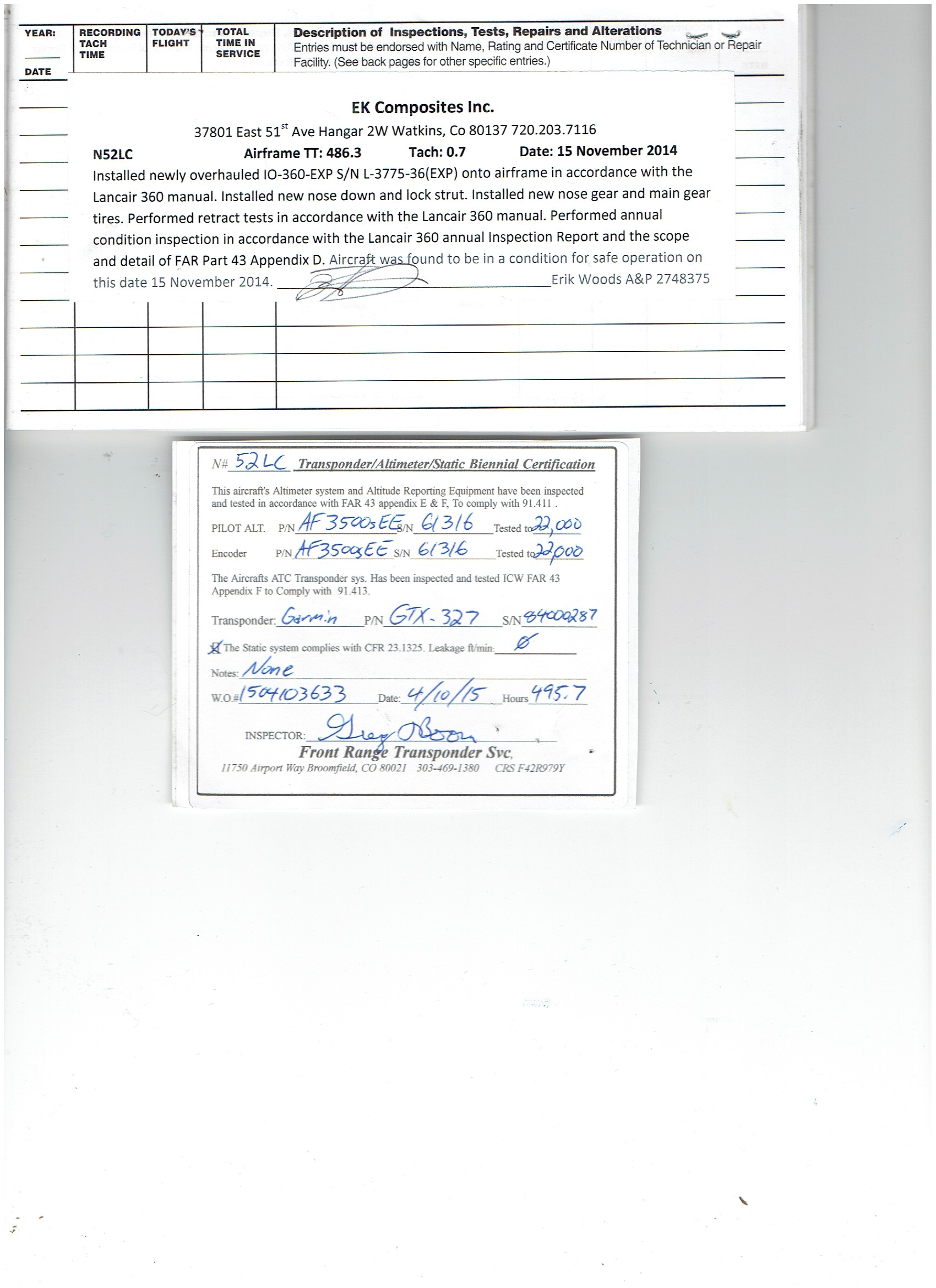Lancair 320/360 N52LC document